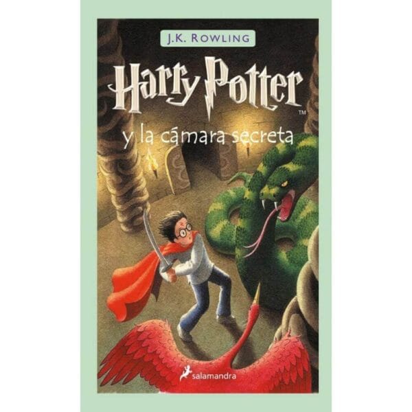 Portada del libro Harry Potter y la cámara secreta de J.K. Rowling, novela de fantasía juvenil